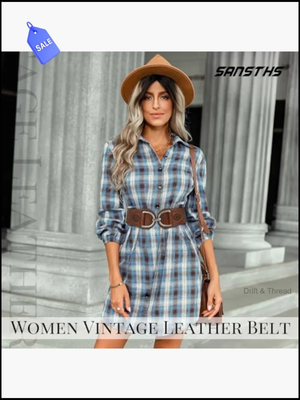 Vintage Women Stretchy Wide Belt Chunky Buckle Elastic Waist Belt for Dresses